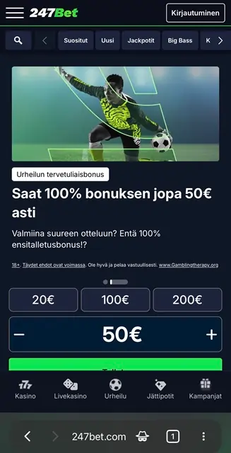 247Bet Casinon mobiilin etusivu