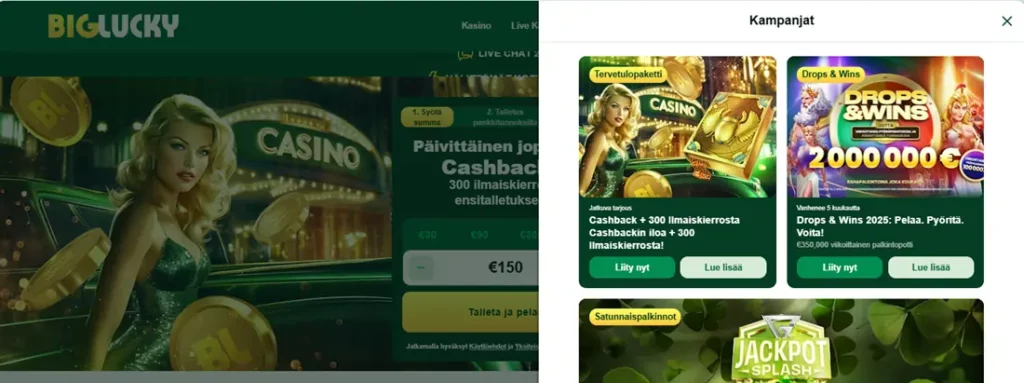 Big Lucky kasinon tarjoukset