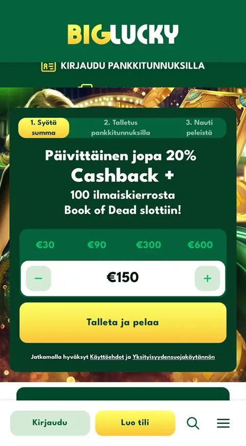 Big Lucky mobiilin etusivu