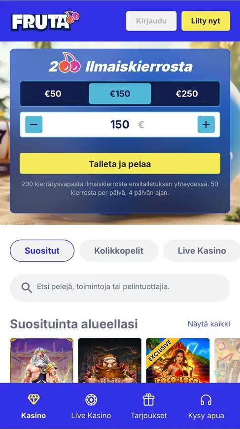 Fruta mobiilin etusivu