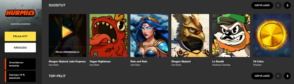 Hurmio Casinon pelit