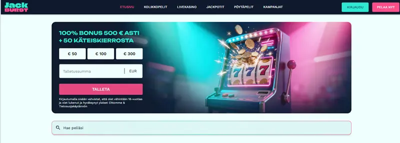 Jackburst Casino etusivu