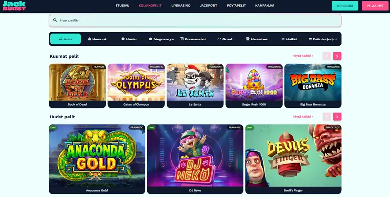 Jackburst Casinon pelit