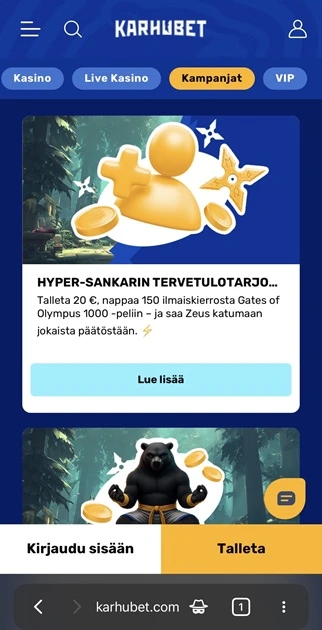 KarhuBet Casinon tarjous