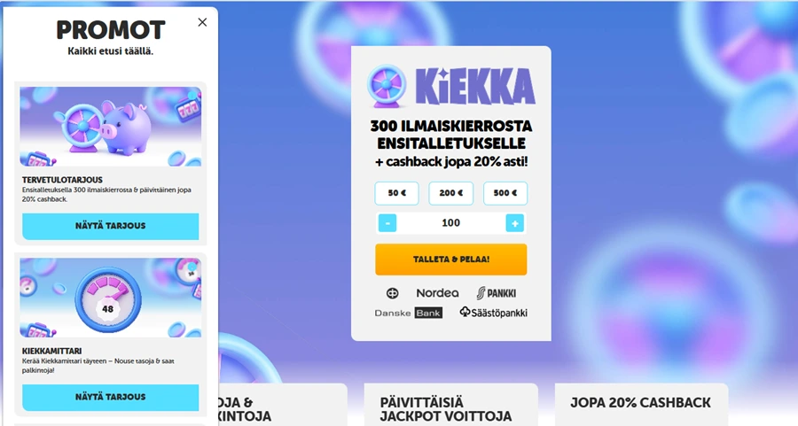 Kiekka Casino tarjoukset