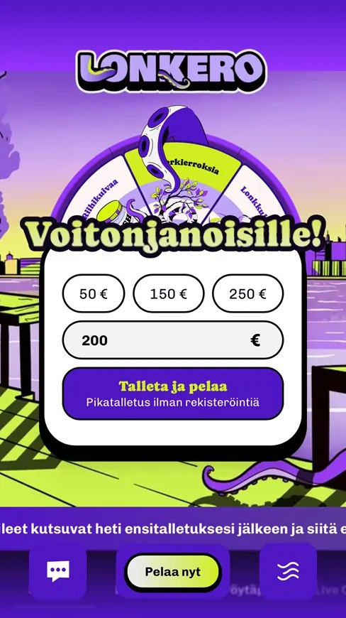 Lonkero Kasino mobiilin etusivu