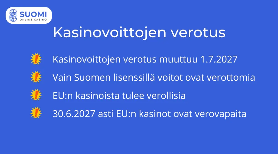 Miten kasinovoittojen verotus muuttuu