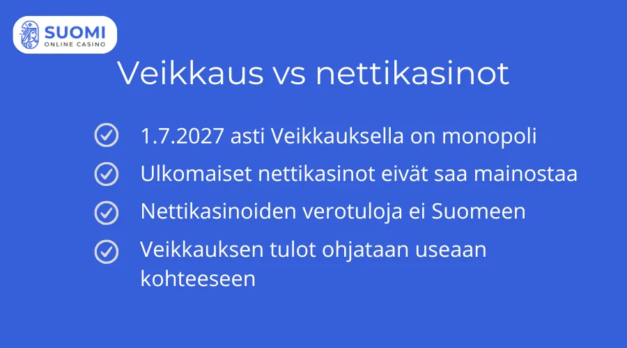 Miten laki kohtelee veikkaus vs nettikasinot