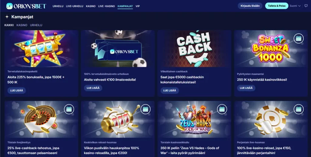 Orions Bet Casinon tarjous