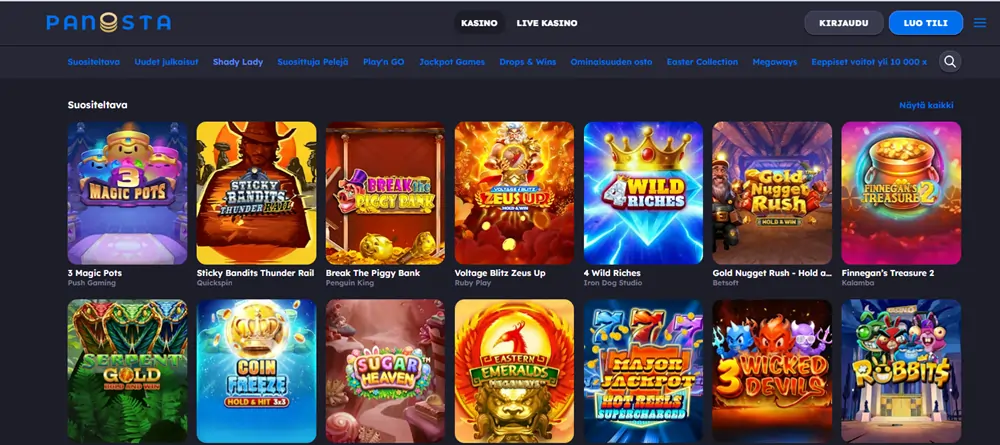 Panosta Kasinon pelit