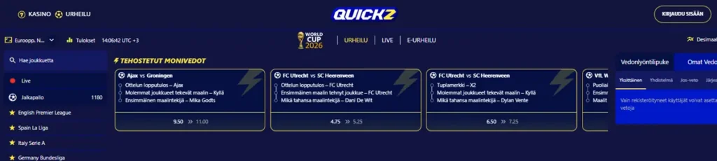 Quickz Casinon vedonlyönti