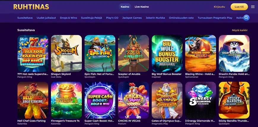 Ruhtinas Casinon pelit