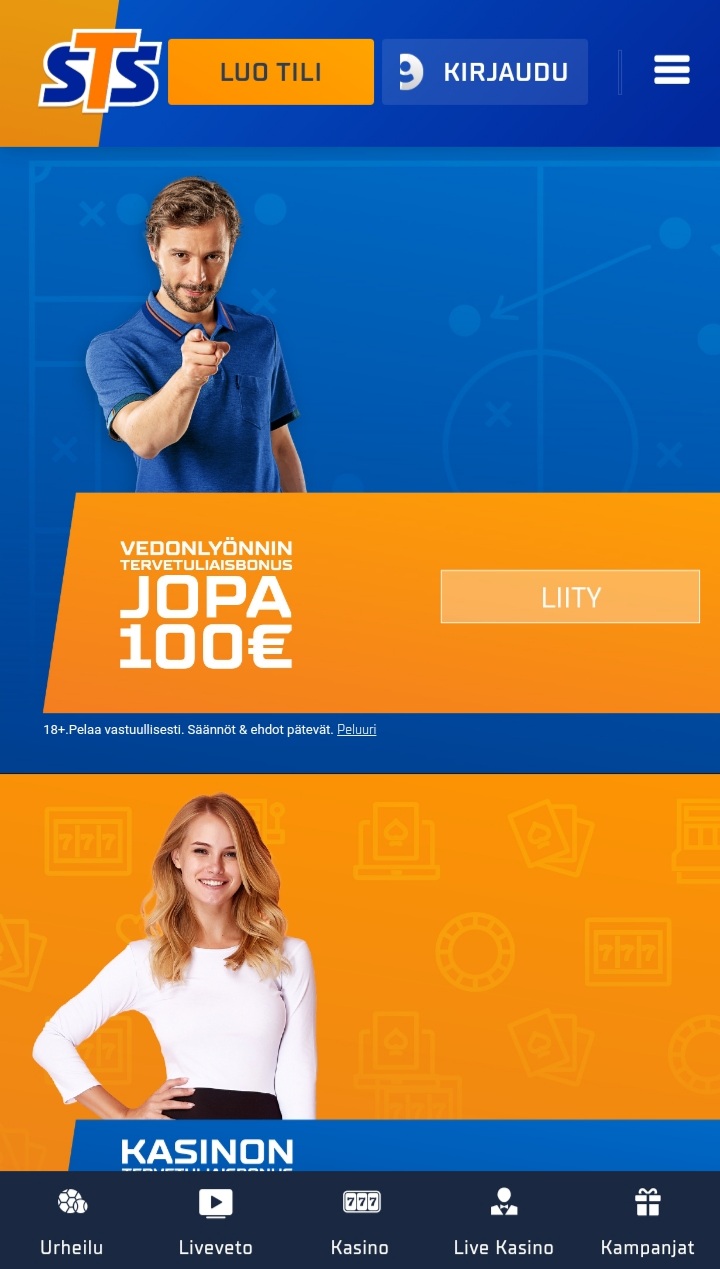 STS Bet | 100€ bonus kasinolle tai vedonlyöntiin