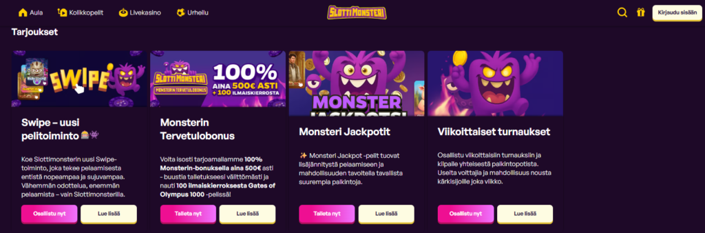 Slottimonsterin tarjoukset