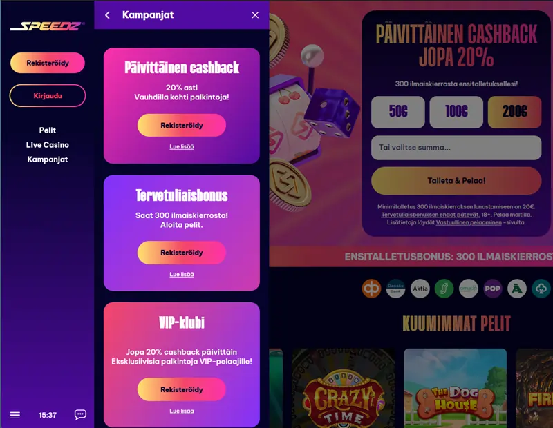 Speedz Casino tarjoukset