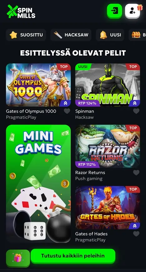 SpinMills Casinon pelit