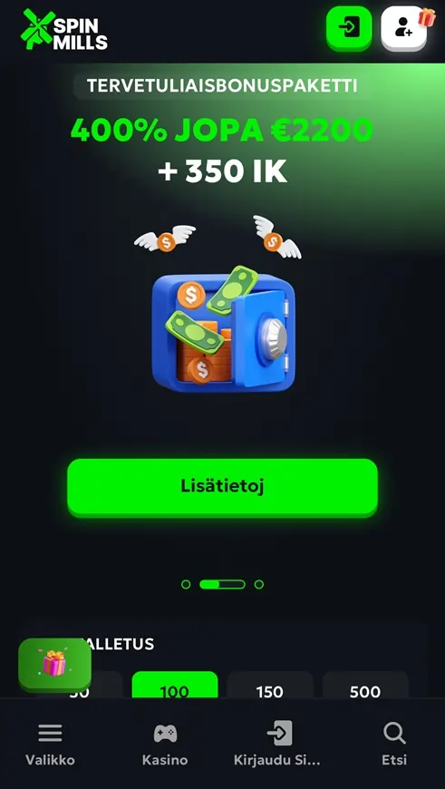 SpinMills Casino tarjoukset