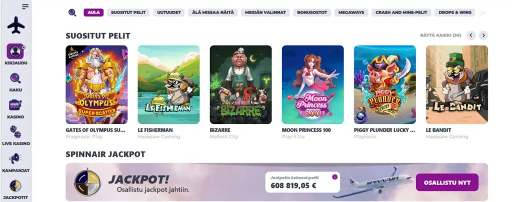 Spinnair Kasinon pelit