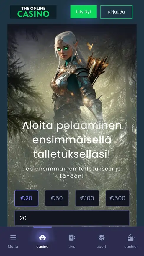 The Online Casino mobiilin etusivu