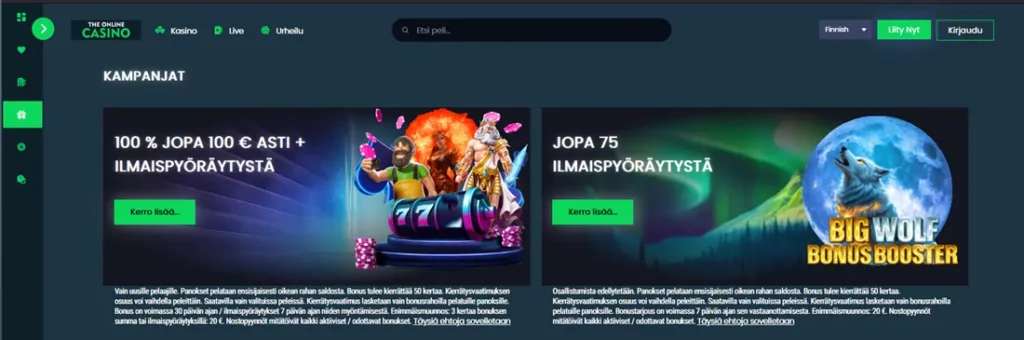 The Online Casino tarjoukset