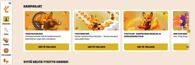 Tykitys Casino tarjoukset