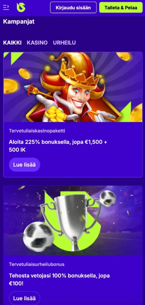Upspinz Casino tervetulobonus