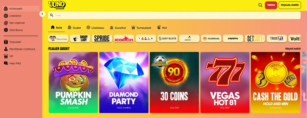Uuno Kasino pelit
