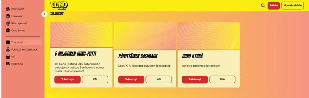 Uuno Kasinon tarjoukset