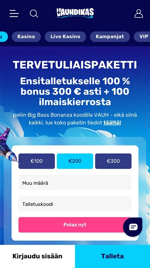 Vauhdikas casinon mobiilin etusivu