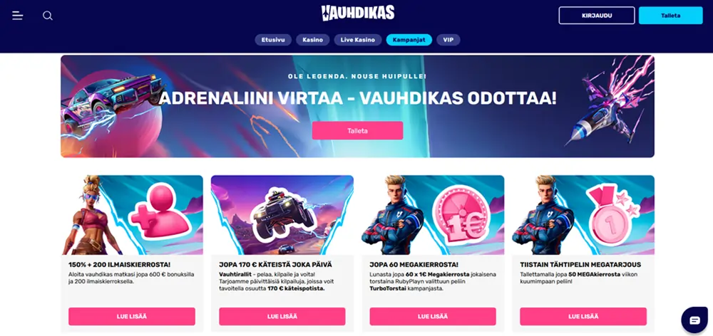 Vauhdikas casinon tarjoukset
