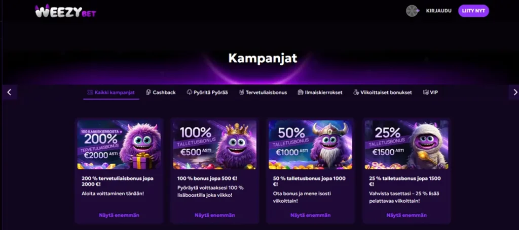 WeezyBet tarjoukset