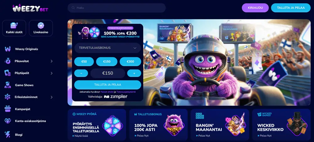 Weezybet Casino etusivu