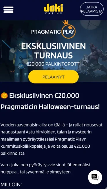 Joki Casino ekslusiivinebn Halloween bonus.