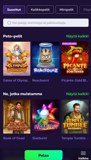 Pelipeto Casino. kolikkopelit