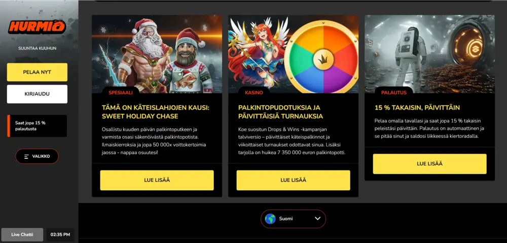 hurmio kasinon bonukset