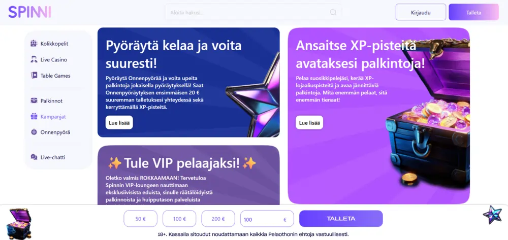 spinni casino bonus