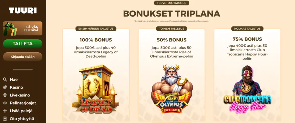 tuuri kasinon bonukset