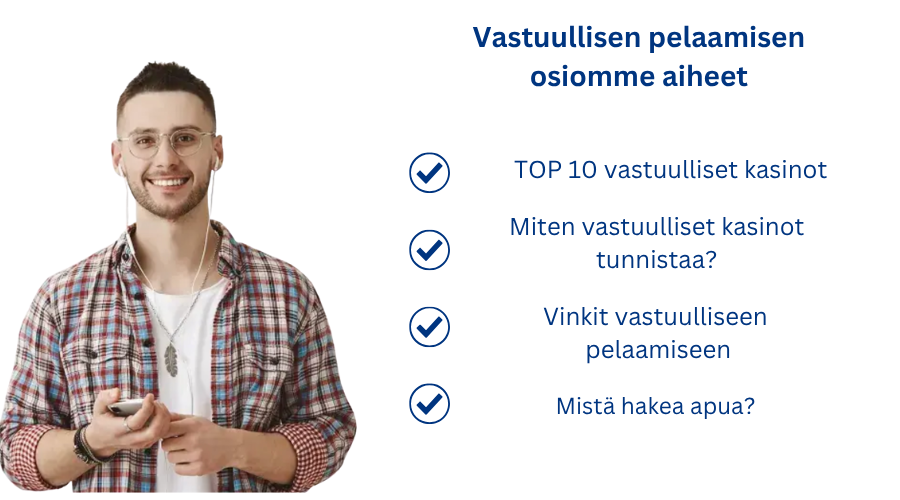 kuva jossa kirjoittaja Tomi ja aiheluettelo -vastuulliset kasinot sivuille